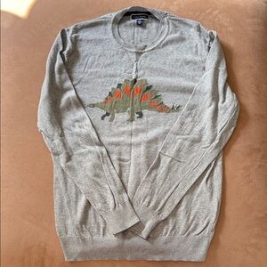 Club Room Gray Sweater with Dinosaur Design